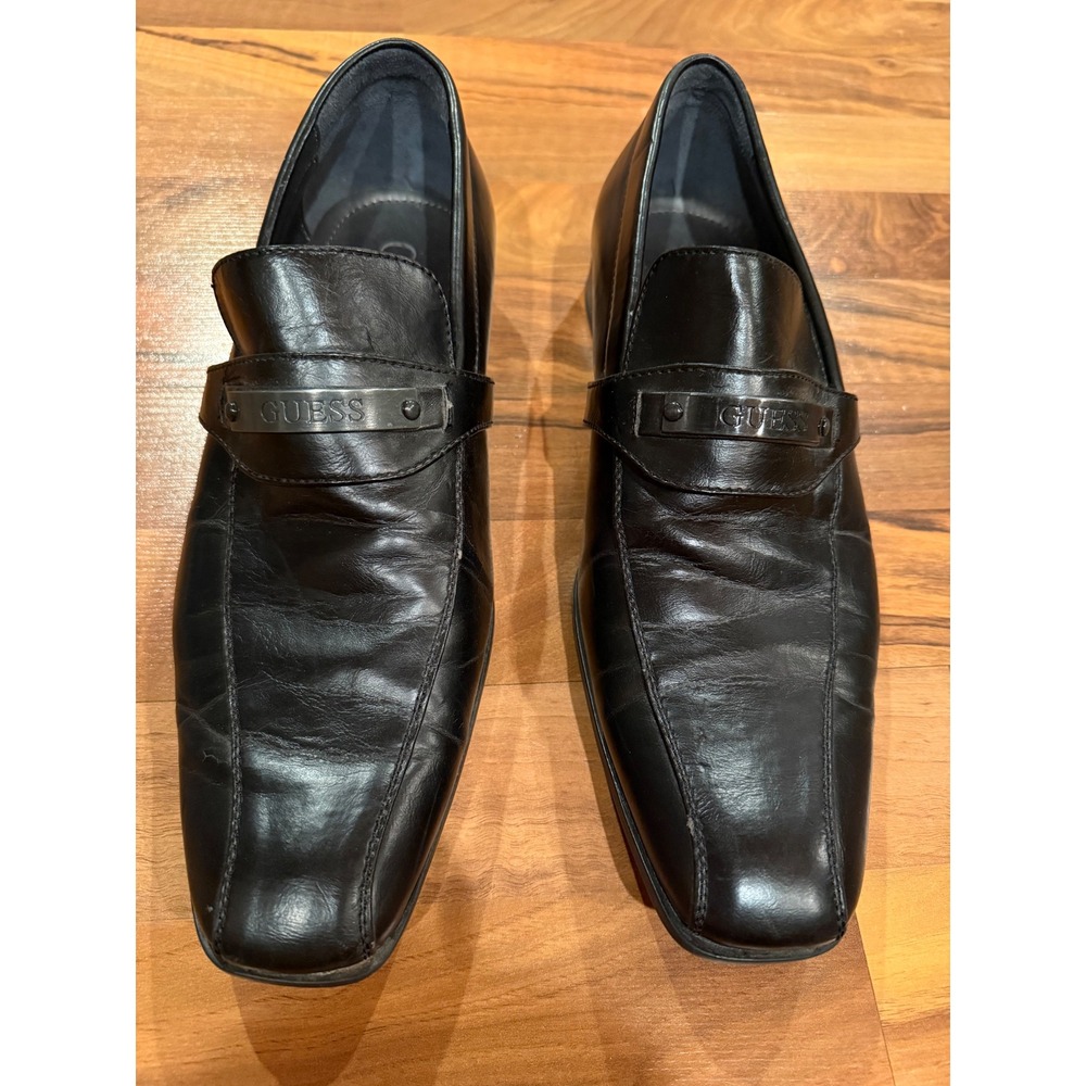 GUESS‎ Men's Black Leather Loafers Dress Shoes Size 11 Formal Party Career work